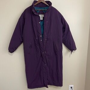 Vintage LL Bean Womens Large GOOSE DOWN Long Full Length Winter Coat Jacket FLAW